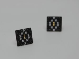 Set / Cercei cu motiv inserat, model negru