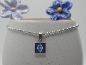 Pandantiv inox, motiv albastru