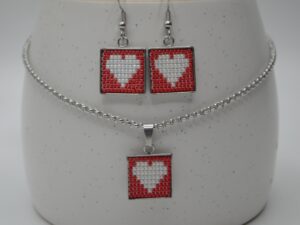 Set / Cercei inox, motiv inimi