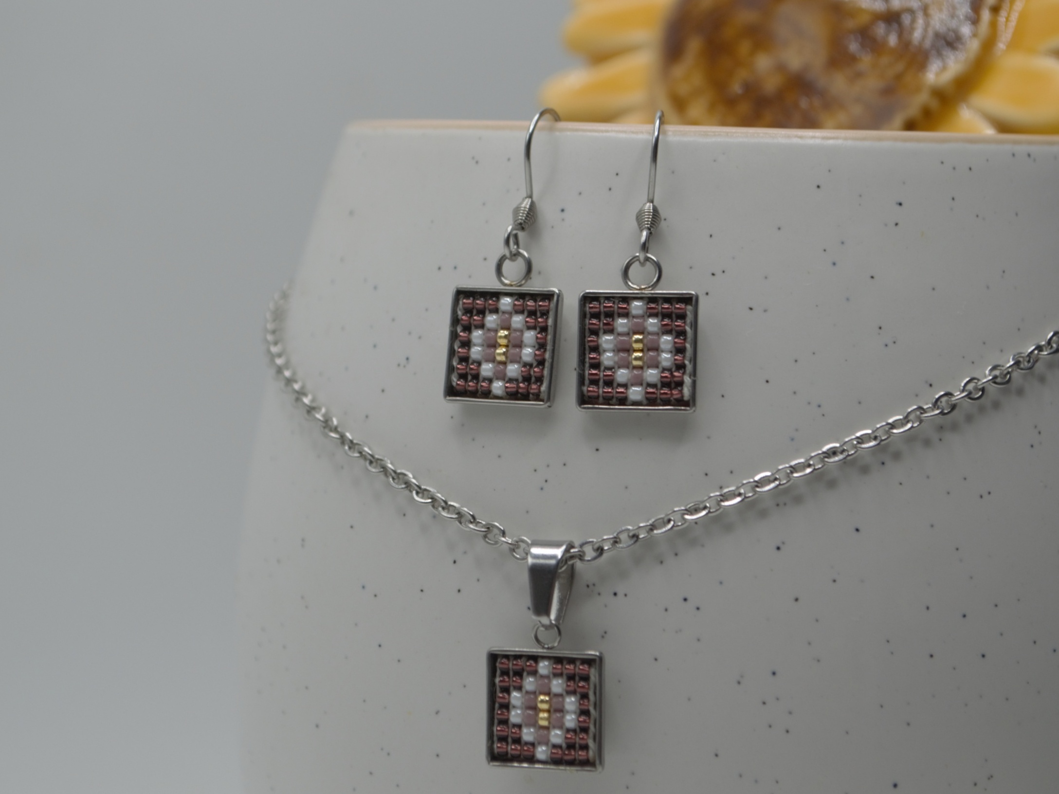 Cercei / Set cu motive culoare mov