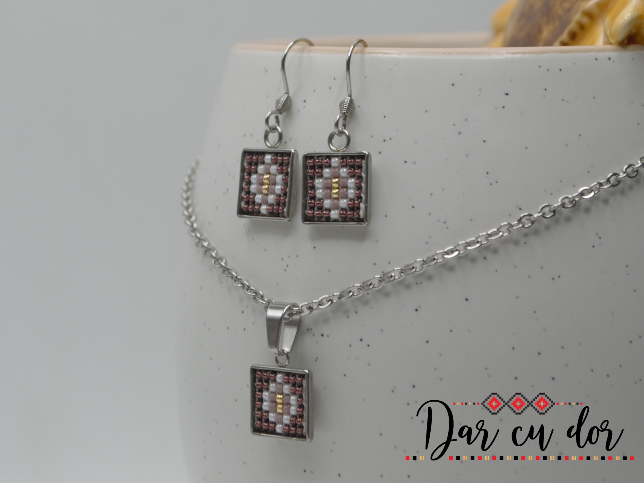 Cercei / Set cu motive culoare mov - imagine 3