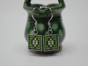 Set / Cercei inox motiv verde - Cu tortițe