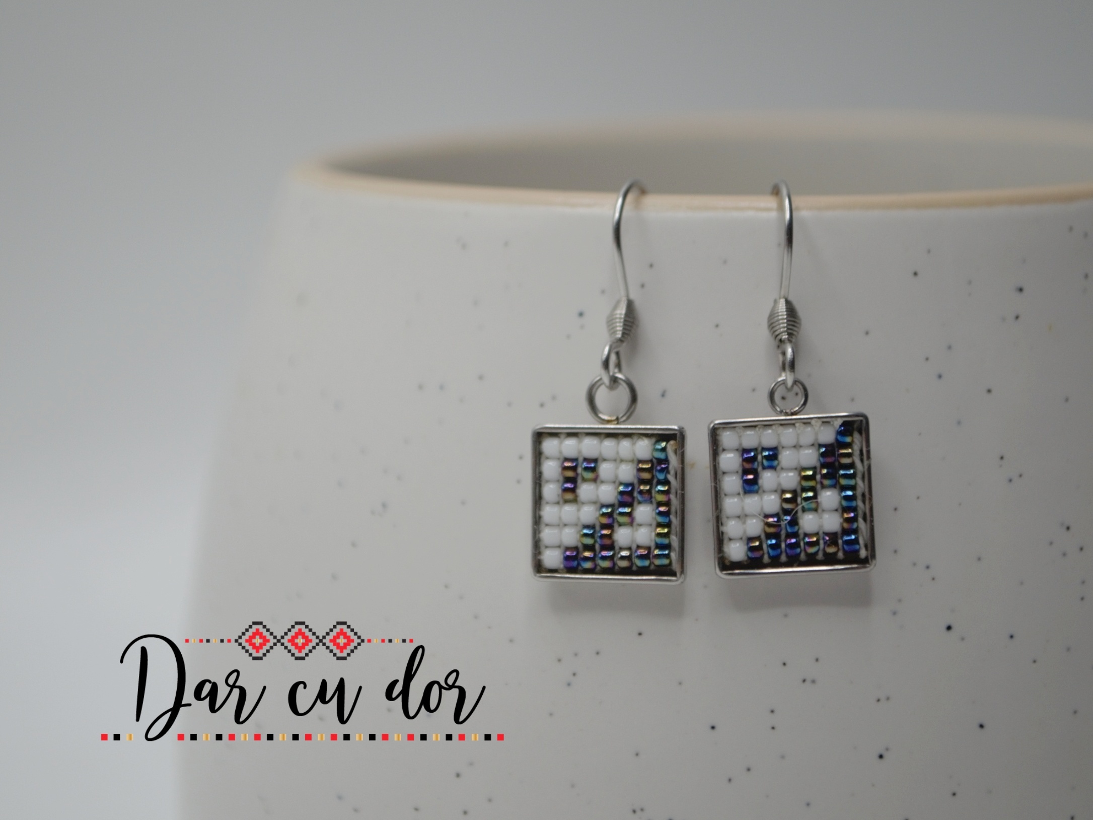 Cercei inox motiv geometric - imagine 3