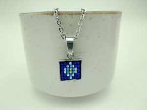 Pandantiv inox pătrat albastru